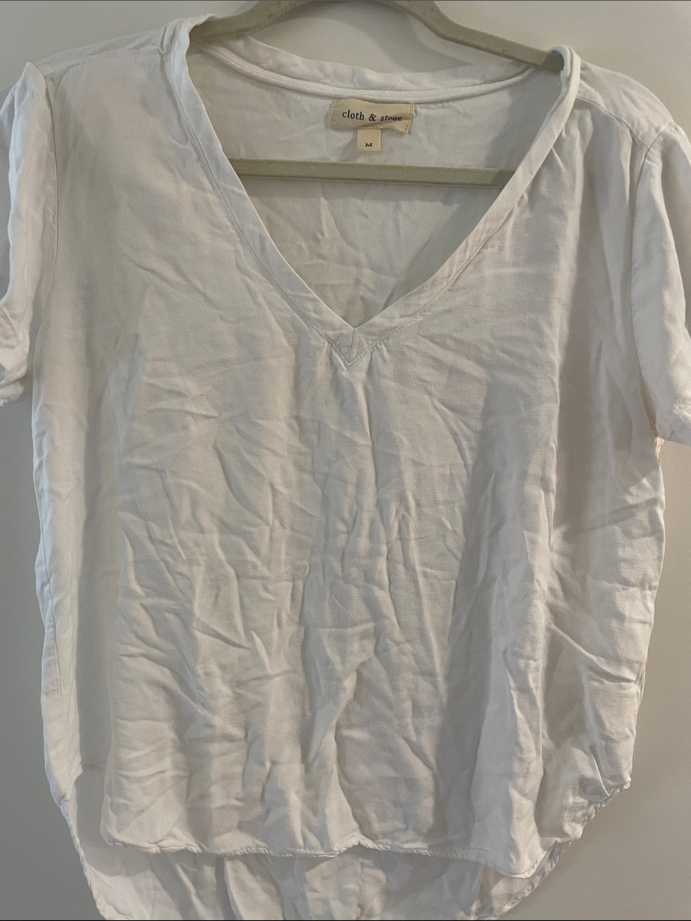 cloth & stone White V-Neck Short Sleeve Tee
